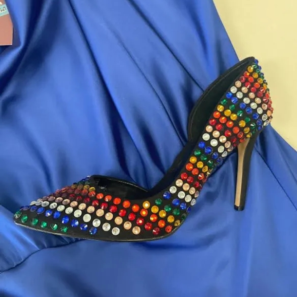 NEW INC Kenjay Rhinestone Pointed Toe D'Orsay Heels - Picture 8 of 10